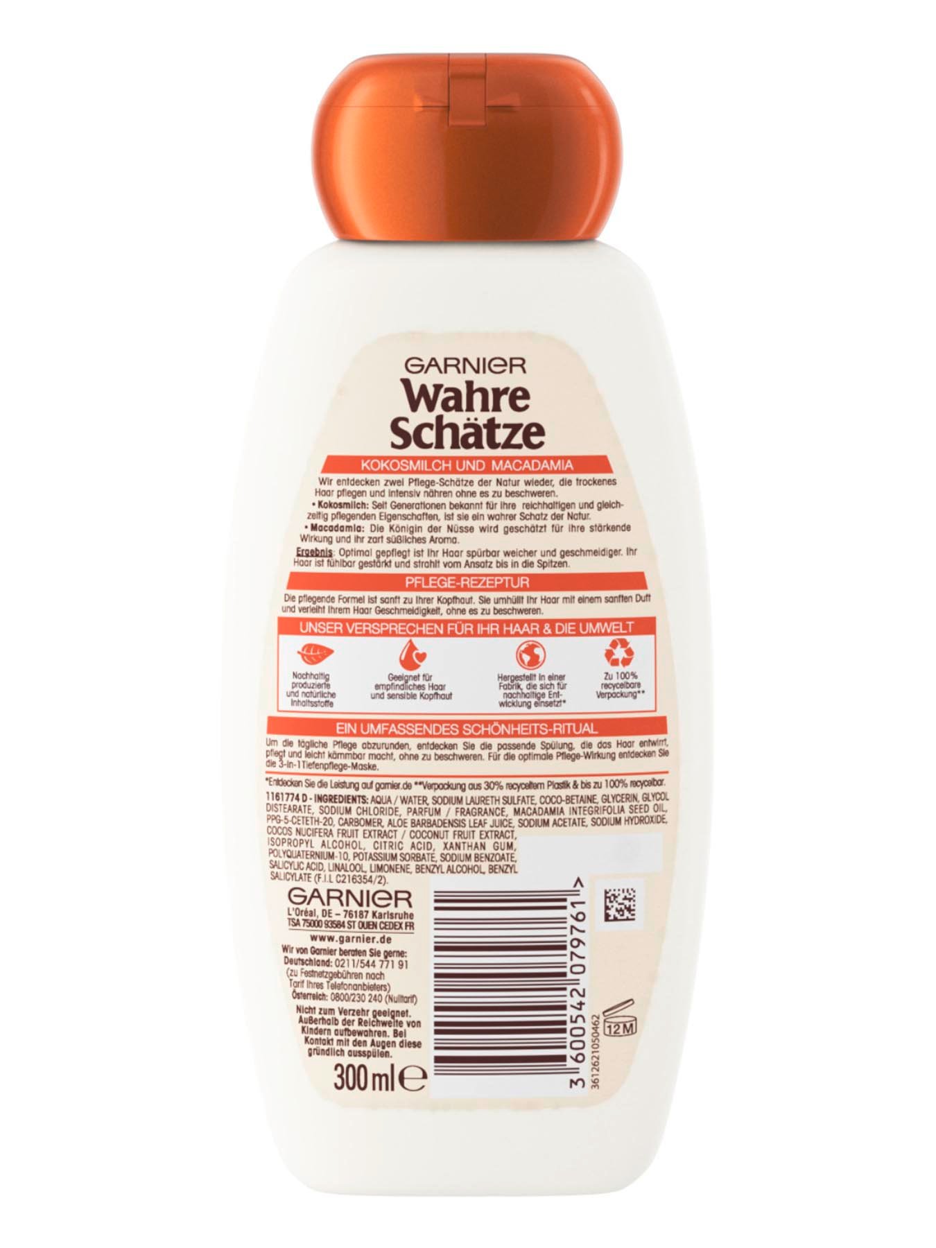 Naehrendes-Shampoo-Wahre-Schaetze-Kokosmilch-Macadamia-300ml-Rueckseite-Garnier-Deutschland-gross